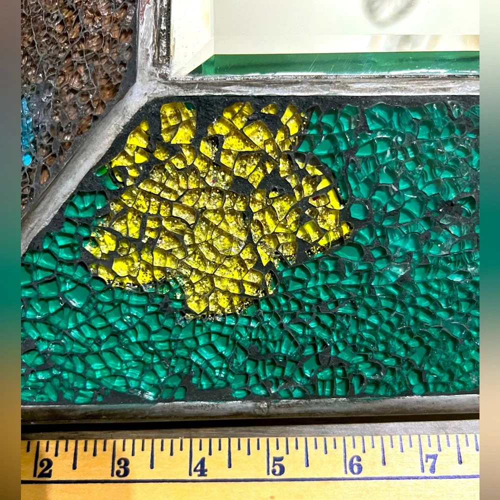 Gorgeous square beveled glass mosaic bedroom bathroom accent mirror.